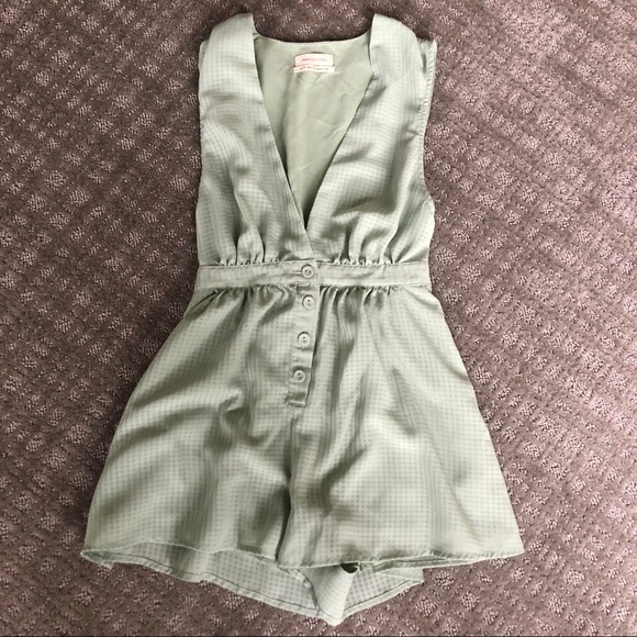 SOLD URBAN OUTFITTERS Mint Gingham Romper - Picture 2 of 4